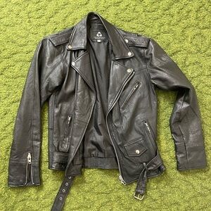 Pele Che Coco Recycled Black Leather Moto Jacket